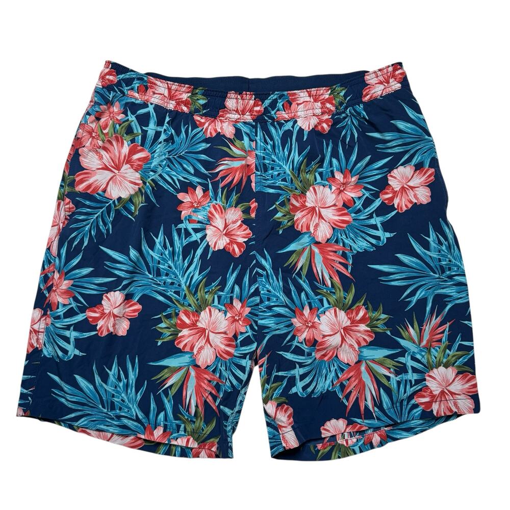 KIRKLAND SIGNATURE Mens Swim Shorts in Navy Blue Floral Size Large Lined Pockets